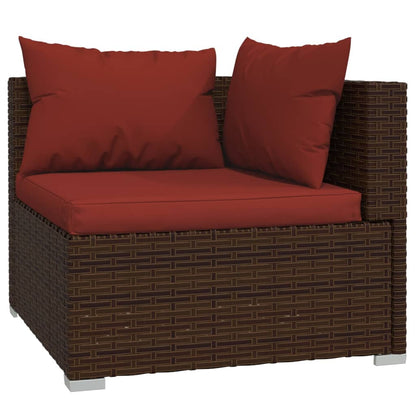 vidaXL 7 Piece Patio Lounge Set with Cushions Poly Rattan Brown-2