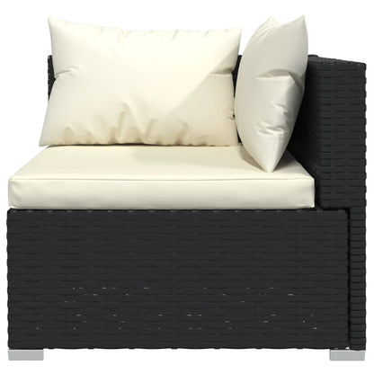 vidaXL 7 Piece Patio Lounge Set with Cushions Poly Rattan Black-2