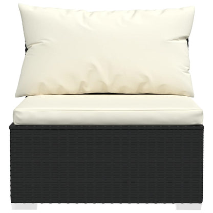 vidaXL 7 Piece Patio Lounge Set with Cushions Poly Rattan Black-4