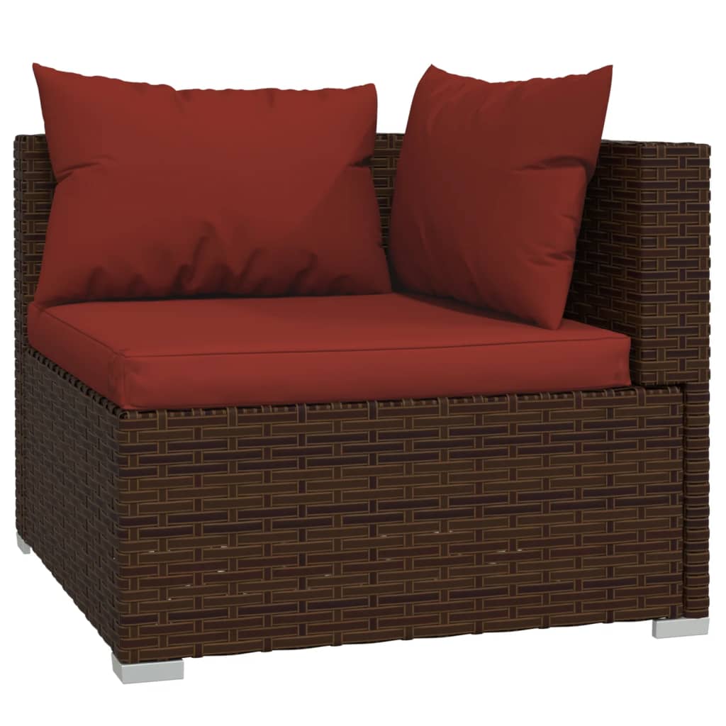 vidaXL 11 Piece Patio Lounge Set with Cushions Poly Rattan Brown-2