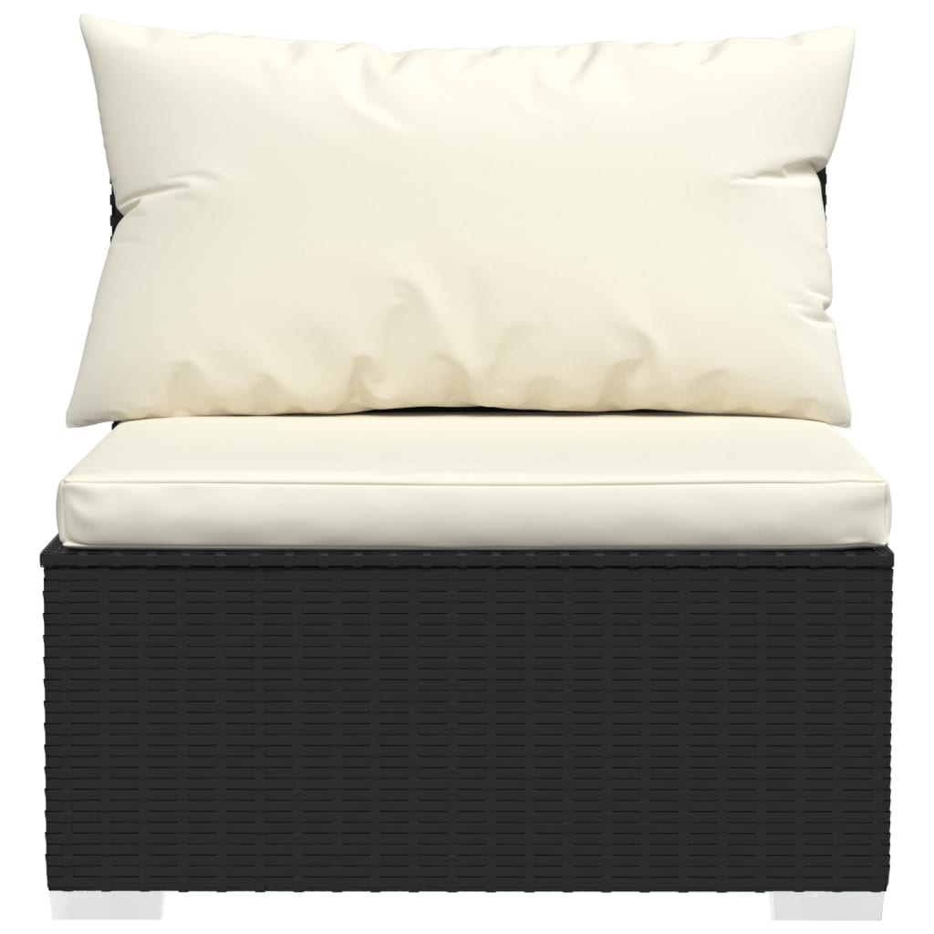 vidaXL 11 Piece Patio Lounge Set with Cushions Black Poly Rattan-2