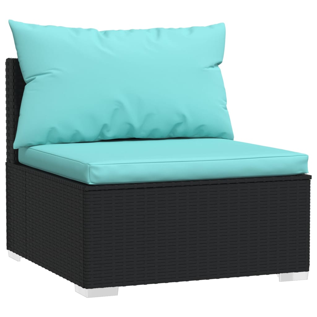vidaXL 13 Piece Patio Lounge Set with Cushions Black Poly Rattan-3