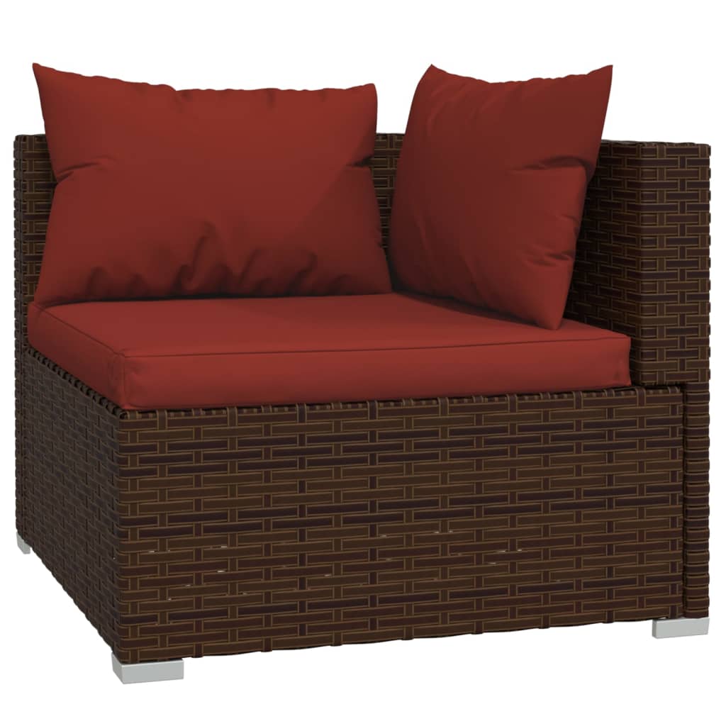 vidaXL 5 Piece Patio Lounge Set with Cushions Poly Rattan Brown-1