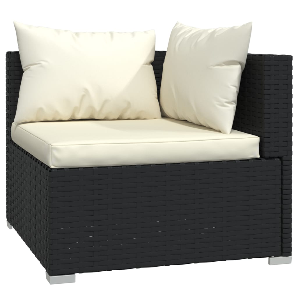 vidaXL 9 Piece Patio Lounge Set with Cushions Poly Rattan Black-3
