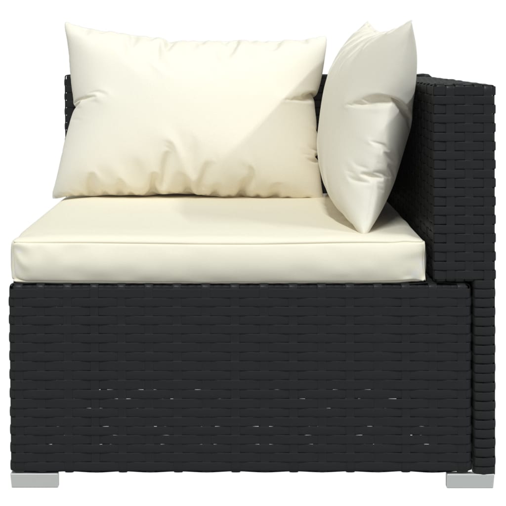 vidaXL 9 Piece Patio Lounge Set with Cushions Poly Rattan Black-4