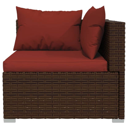 vidaXL 9 Piece Patio Lounge Set with Cushions Poly Rattan Brown-2