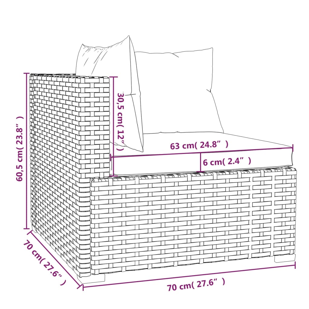 vidaXL 11 Piece Patio Lounge Set with Cushions Brown Poly Rattan-4