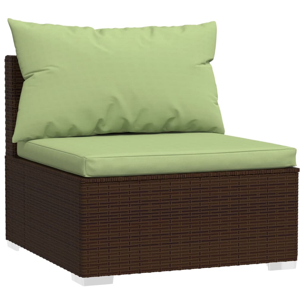 vidaXL 11 Piece Patio Lounge Set with Cushions Poly Rattan Brown-2