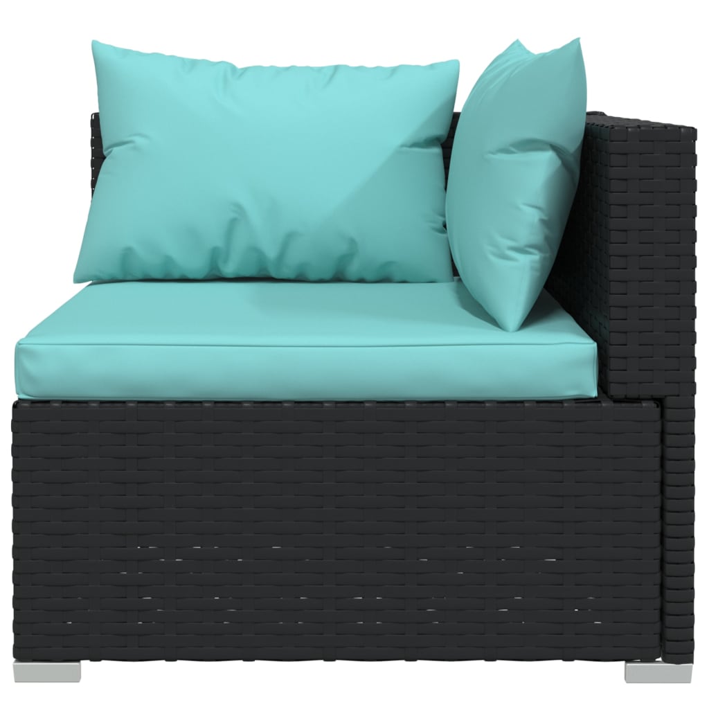 vidaXL 11 Piece Patio Lounge Set with Cushions Poly Rattan Black-2