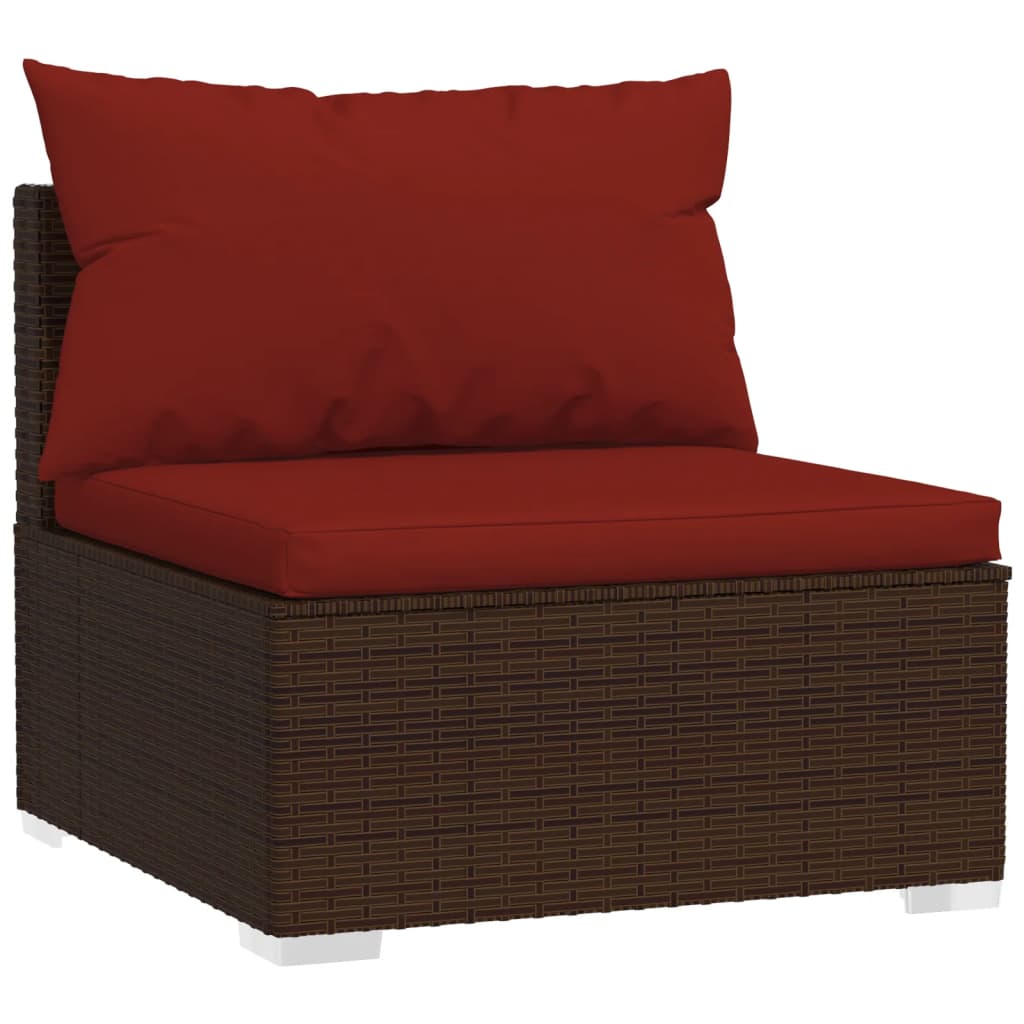 vidaXL 8 Piece Patio Lounge Set with Cushions Poly Rattan Brown-3
