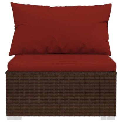 vidaXL 8 Piece Patio Lounge Set with Cushions Poly Rattan Brown-4