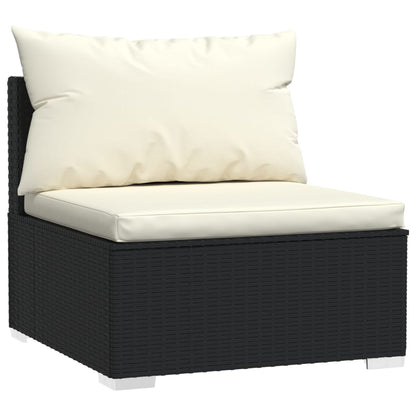 vidaXL 11 Piece Patio Lounge Set with Cushions Black Poly Rattan-3