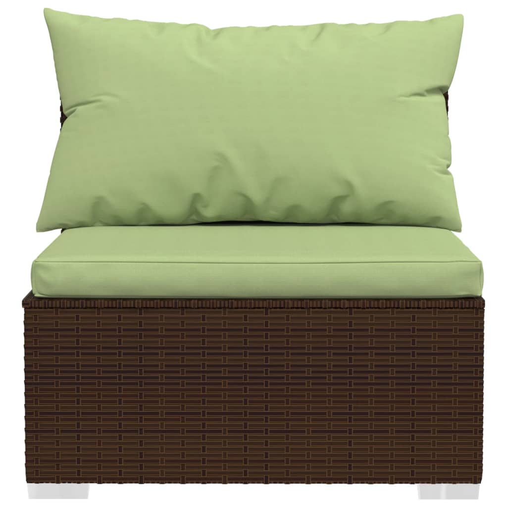 vidaXL 13 Piece Patio Lounge Set with Cushions Brown Poly Rattan-4