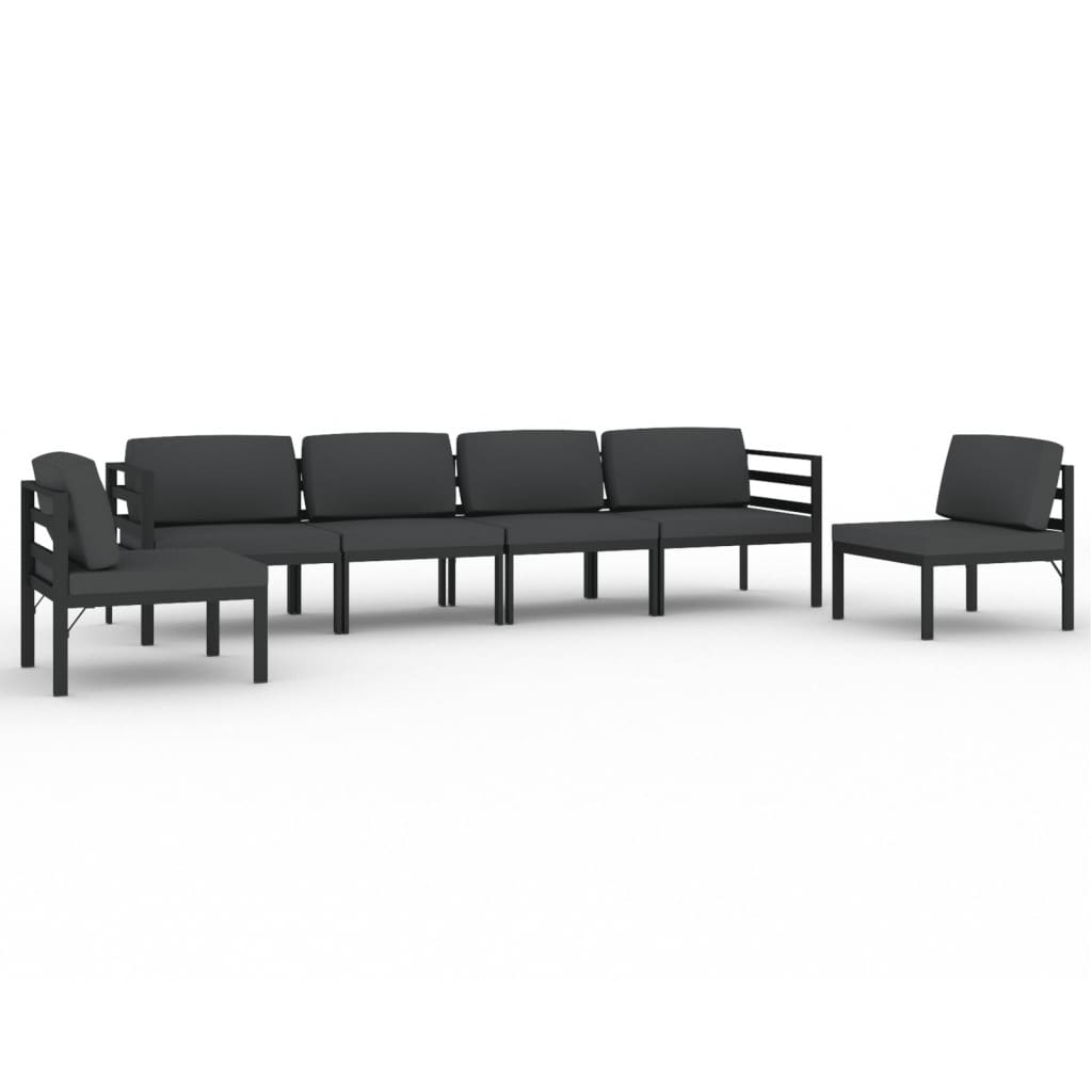 vidaXL 6 Piece Patio Lounge Set with Cushions Aluminum Anthracite-0
