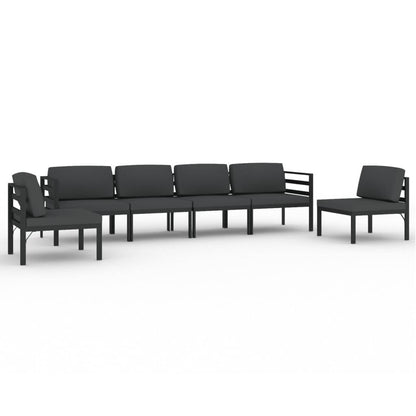 vidaXL 6 Piece Patio Lounge Set with Cushions Aluminum Anthracite-0