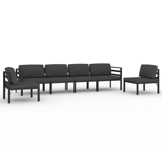 vidaXL 6 Piece Patio Lounge Set with Cushions Aluminum Anthracite-0