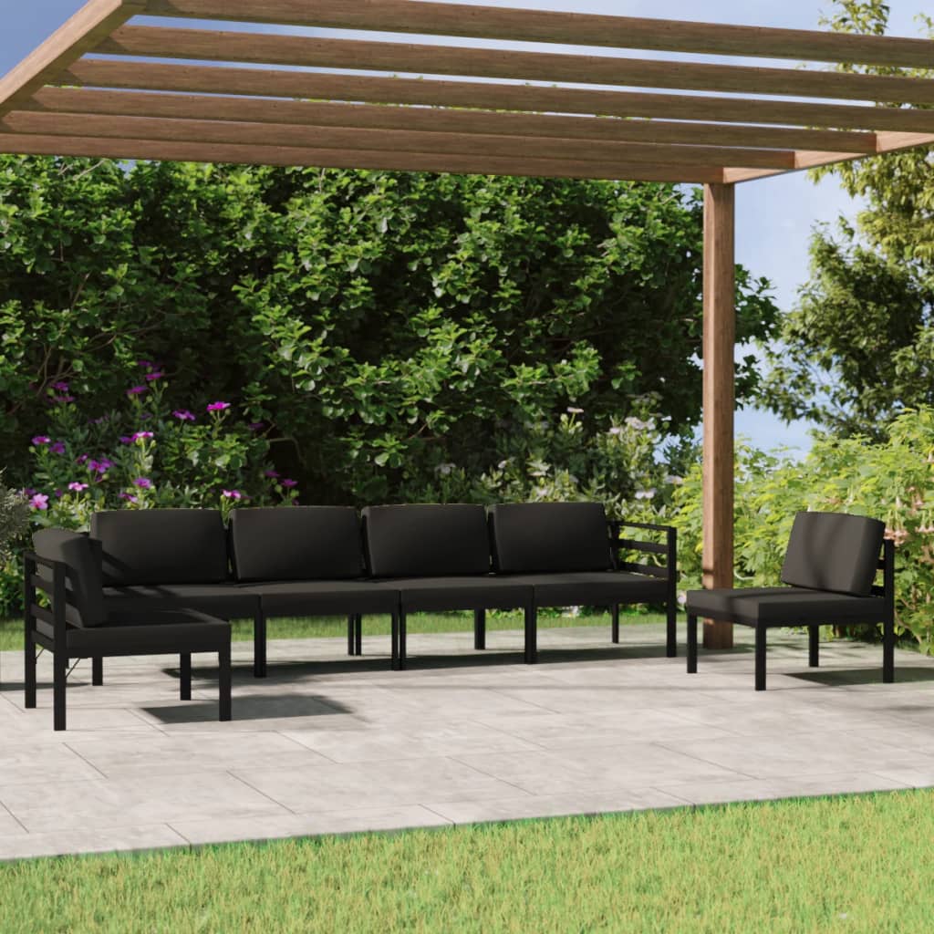 vidaXL 6 Piece Patio Lounge Set with Cushions Aluminum Anthracite-1