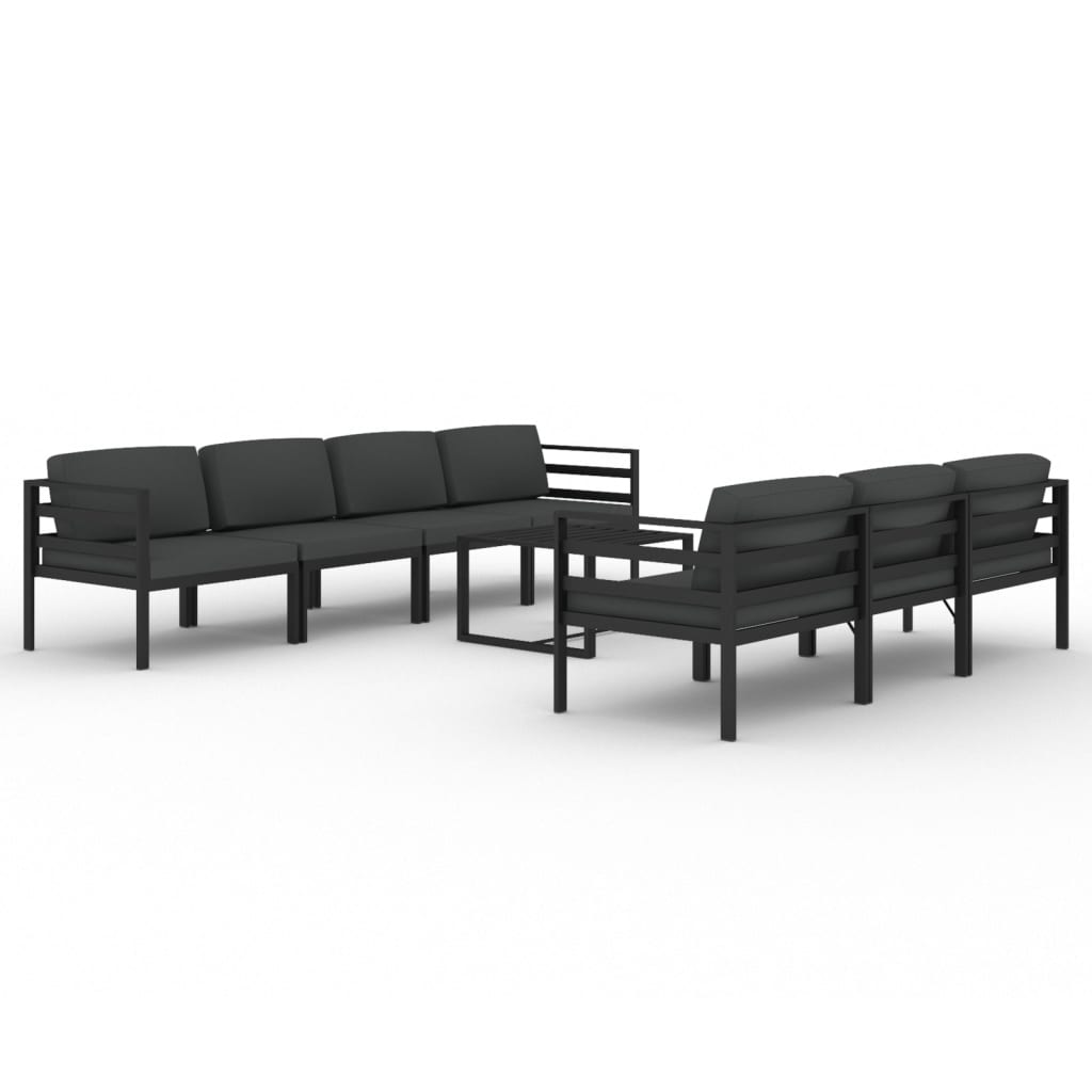 vidaXL 8 Piece Patio Lounge Set with Cushions Aluminum Anthracite-1