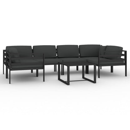 vidaXL 7 Piece Patio Lounge Set with Cushions Aluminum Anthracite-0