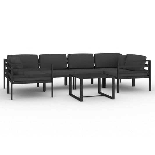 vidaXL 7 Piece Patio Lounge Set with Cushions Aluminum Anthracite-0