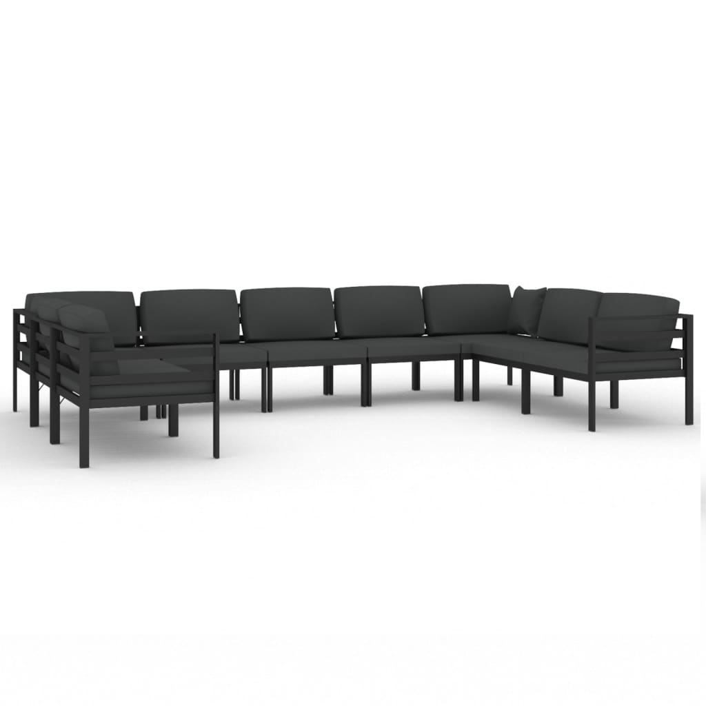 vidaXL 9 Piece Patio Lounge Set with Cushions Aluminum Anthracite-0