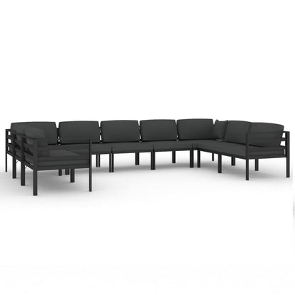 vidaXL 9 Piece Patio Lounge Set with Cushions Aluminum Anthracite-0