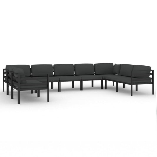 vidaXL 9 Piece Patio Lounge Set with Cushions Aluminum Anthracite-0