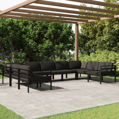 vidaXL 9 Piece Patio Lounge Set with Cushions Aluminum Anthracite-1