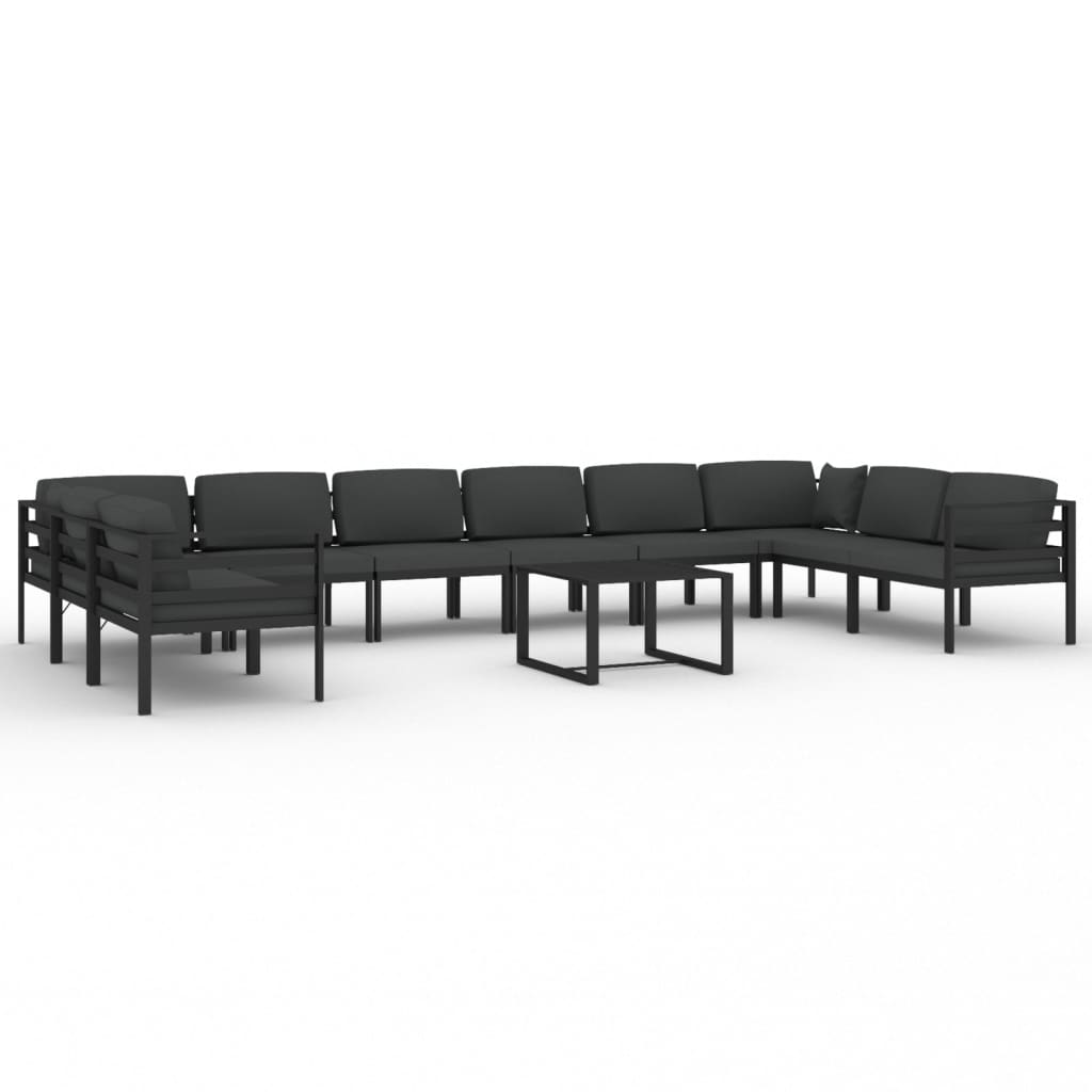 vidaXL 11 Piece Patio Lounge Set with Cushions Aluminum Anthracite-1