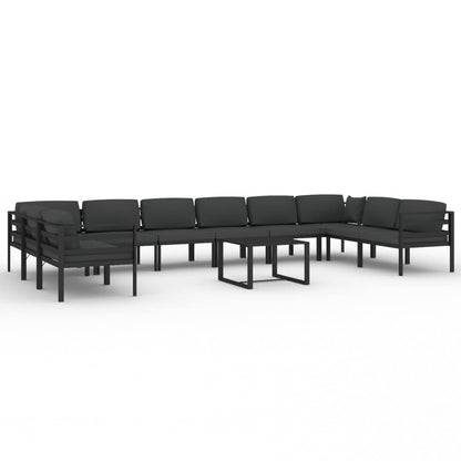 vidaXL 11 Piece Patio Lounge Set with Cushions Aluminum Anthracite-1