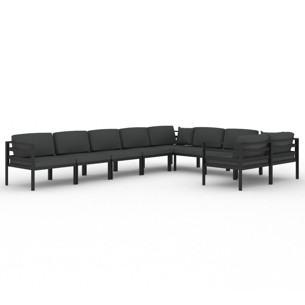 vidaXL 9 Piece Patio Lounge Set with Cushions Aluminum Anthracite-0