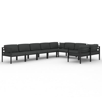 vidaXL 9 Piece Patio Lounge Set with Cushions Aluminum Anthracite-0