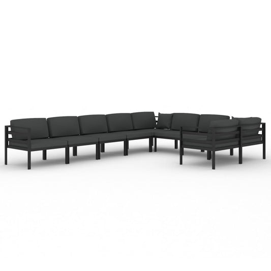 vidaXL 9 Piece Patio Lounge Set with Cushions Aluminum Anthracite-0