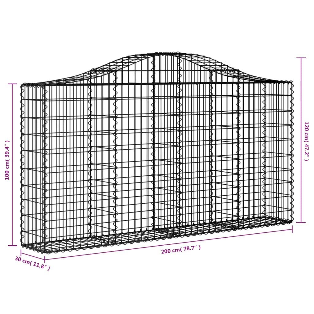 vidaXL Gabion Basket Arched Gabion Basket Planter for Flower Galvanized Iron-3