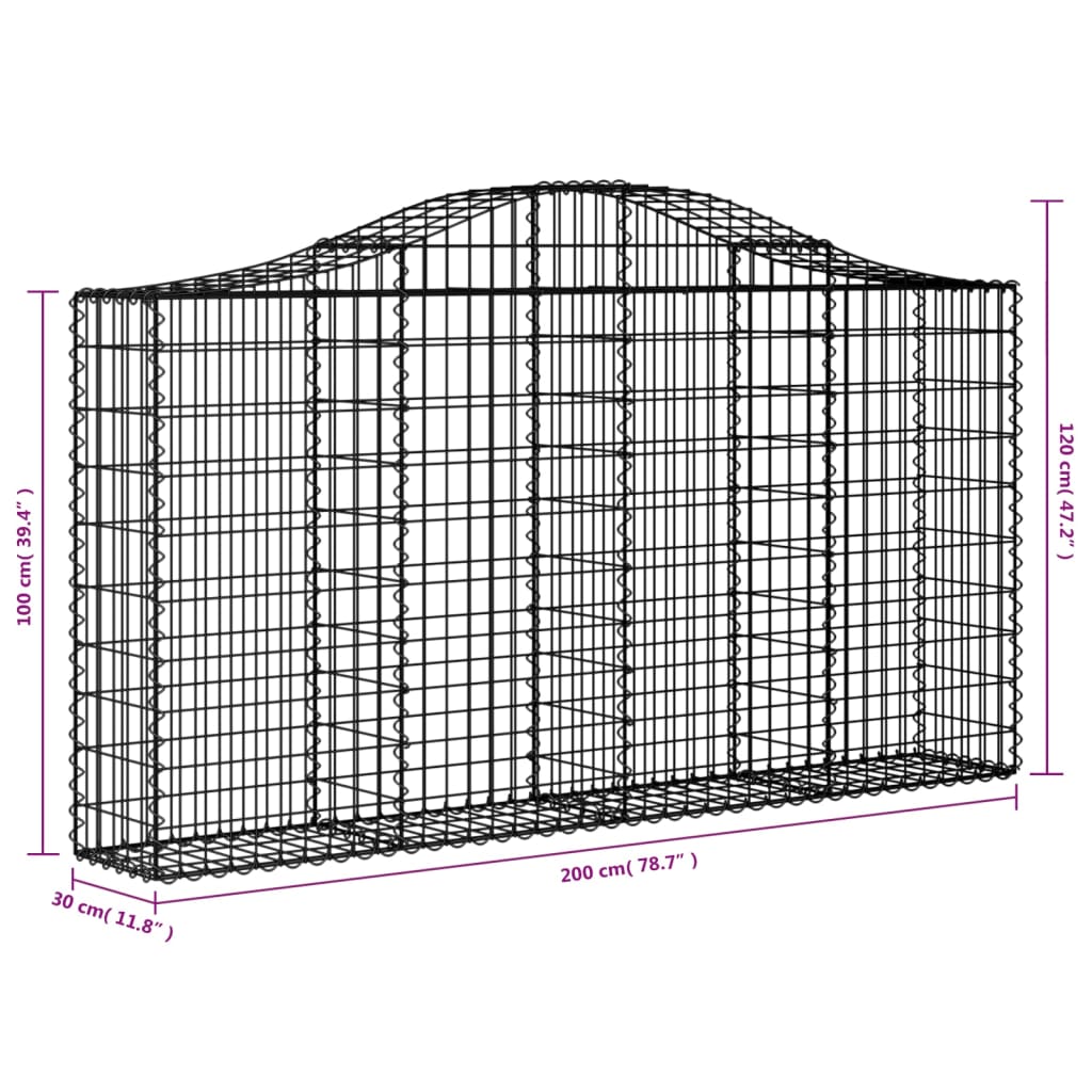 vidaXL Gabion Basket Arched Gabion Basket Planter for Flower Galvanized Iron-2