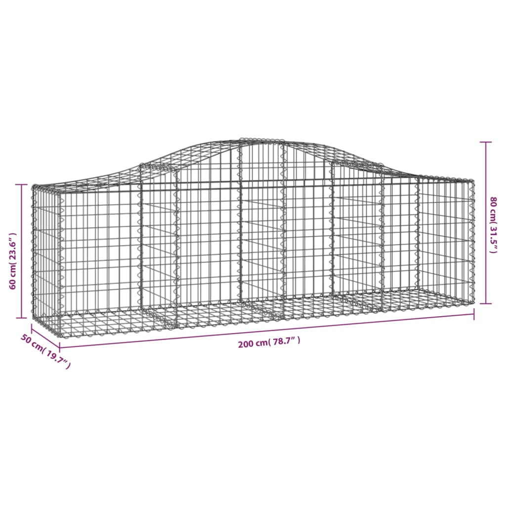 vidaXL Gabion Basket Arched Gabion Basket Planter for Flower Galvanized Iron-3