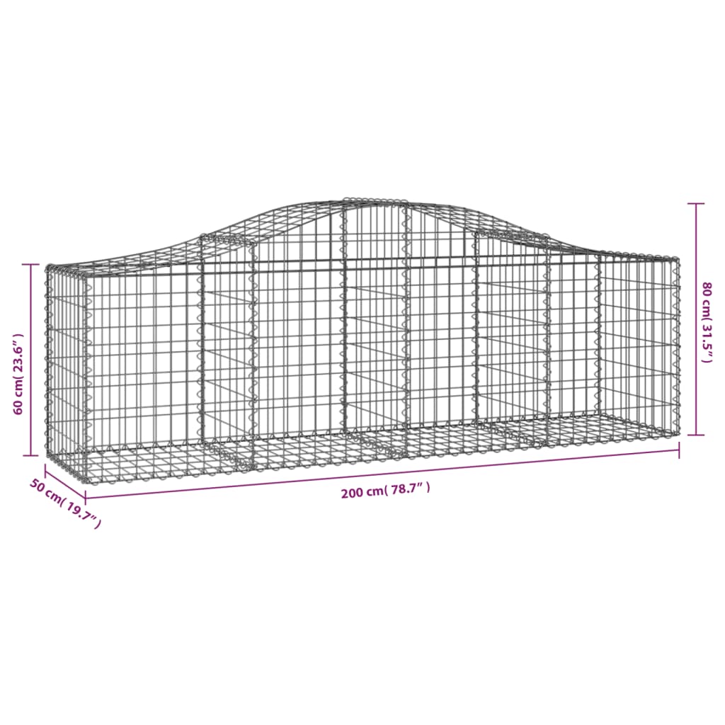 vidaXL Gabion Basket Arched Gabion Basket Planter for Flower Galvanized Iron-3