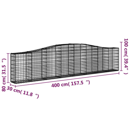 vidaXL Gabion Basket Arched Gabion Basket Planter for Flower Galvanized Iron-3