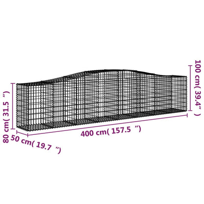 vidaXL Gabion Basket Arched Gabion Basket Planter for Flower Galvanized Iron-3