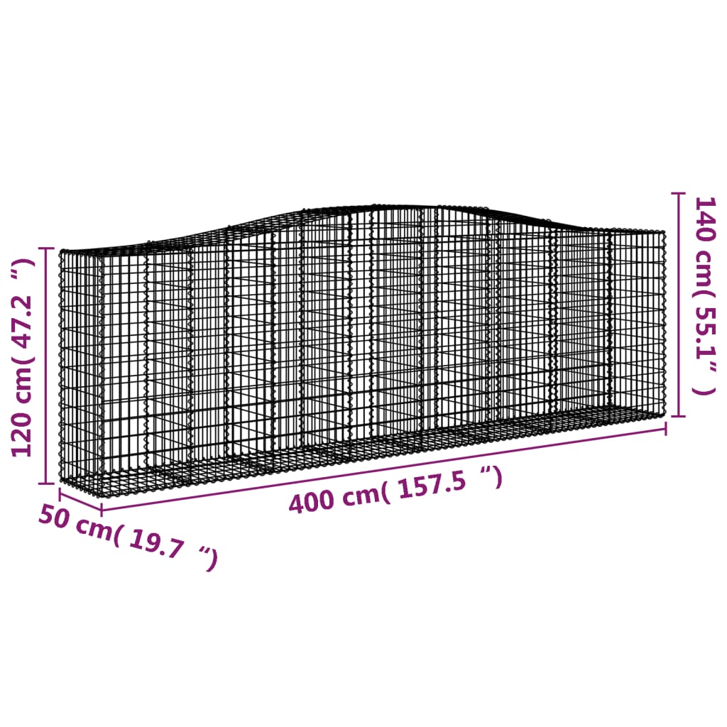 vidaXL Gabion Basket Arched Gabion Basket Planter for Flower Galvanized Iron-3