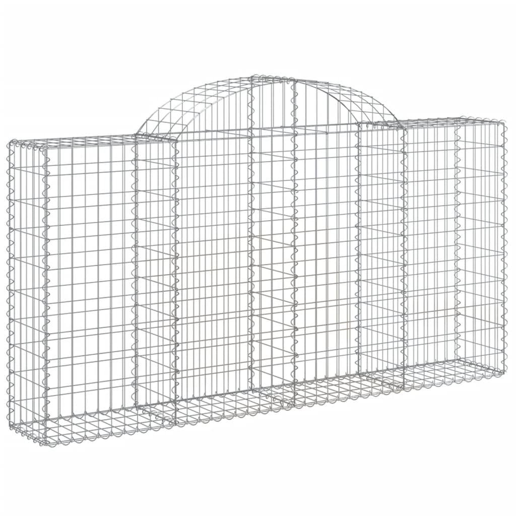 vidaXL Arched Gabion Baskets 7 pcs 78.7"x11.8"x39.4"/47.2" Galvanized Iron-0
