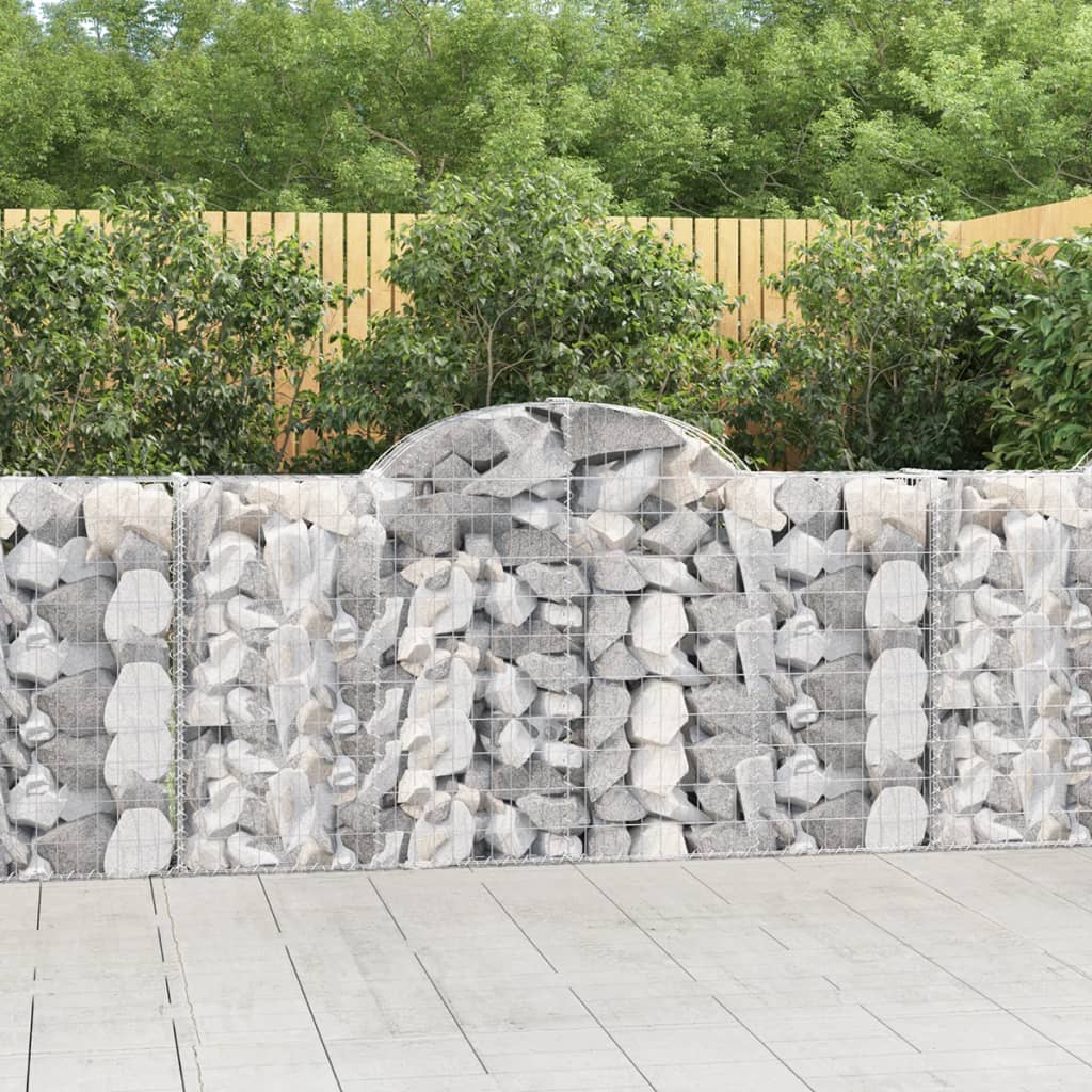 vidaXL Arched Gabion Baskets 7 pcs 78.7"x11.8"x39.4"/47.2" Galvanized Iron-2