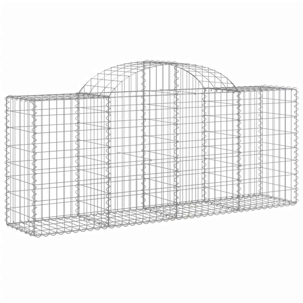 vidaXL Arched Gabion Baskets 7 pcs 78.7"x19.7"x31.5"/39.4" Galvanized Iron-0