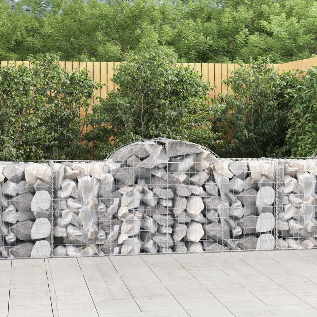 vidaXL Arched Gabion Baskets 7 pcs 78.7"x19.7"x31.5"/39.4" Galvanized Iron-2