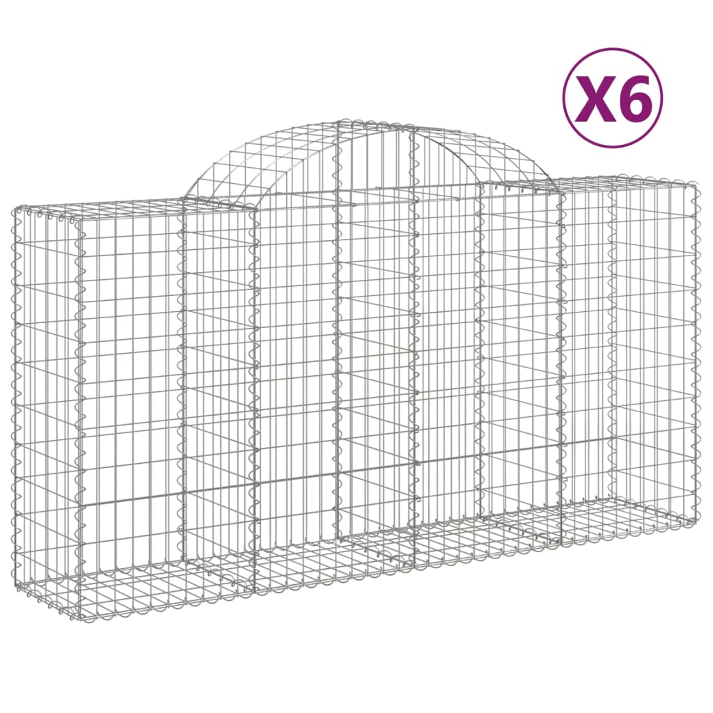 vidaXL Arched Gabion Baskets 6 pcs 78.7"x19.7"x39.4"/47.2" Galvanized Iron-3