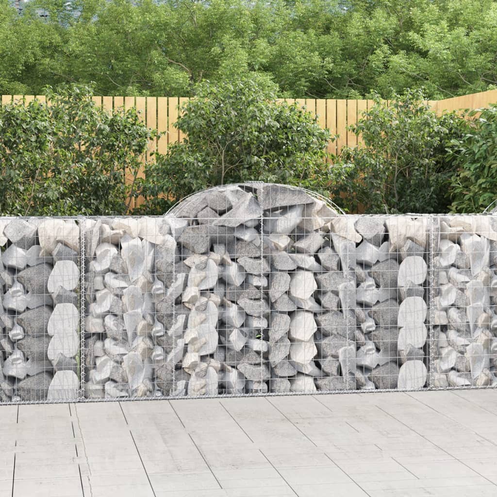 vidaXL Arched Gabion Baskets 9 pcs 78.7"x19.7"x39.4"/47.2" Galvanized Iron-2