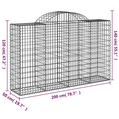 vidaXL Arched Gabion Baskets 8 pcs 78.7"x19.7"x47.2"/55.1" Galvanized Iron-3