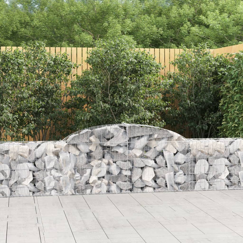 vidaXL Arched Gabion Baskets 8 pcs 118.1"x11.8"x23.6"/31.5" Galvanized Iron-2