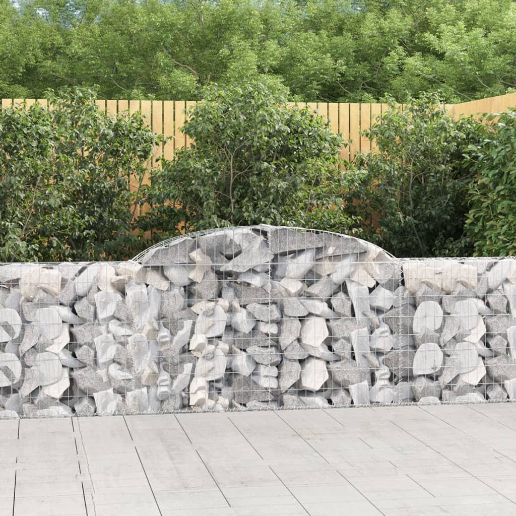 vidaXL Arched Gabion Baskets 5 pcs 118.1"x11.8"x31.5"/39.4" Galvanized Iron-2