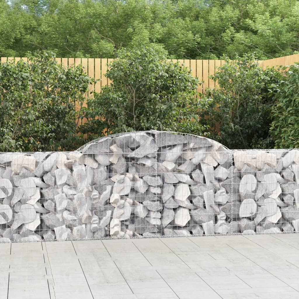 vidaXL Arched Gabion Baskets 9 pcs 118.1"x11.8"x31.5"/39.4" Galvanized Iron-2